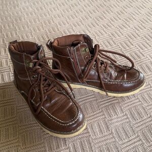 Steve Madden Brown Leather Kids Lace-Up Boots